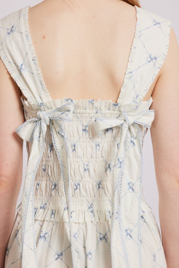 Dresses Damson Madder | Women Tish midi dress - white bow print Sale - Image 2