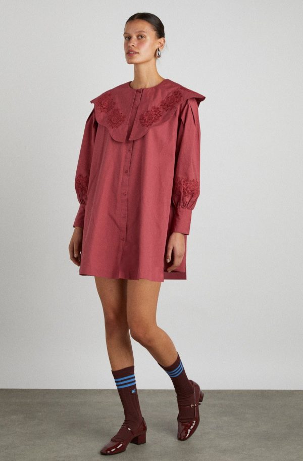 Dresses Damson Madder | Women mimi mini dress - plum broderie Sale