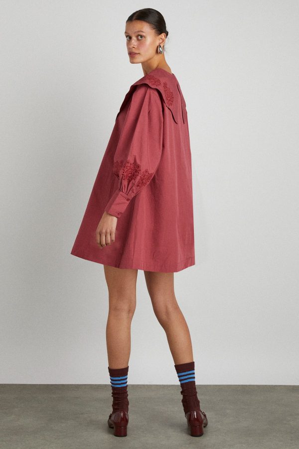Dresses Damson Madder | Women mimi mini dress - plum broderie Sale - Image 6