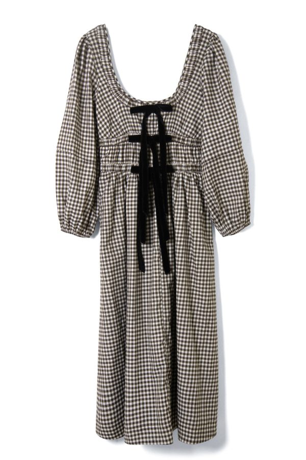 Dresses Damson Madder Women | dakota bow midi dress - chocolate check None - Image 3
