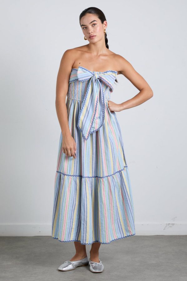 pia midi dress - pastel stripe None | Dresses Damson Madder Women