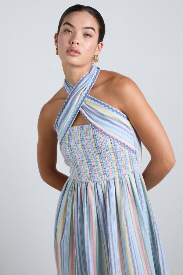 pia midi dress - pastel stripe None | Dresses Damson Madder Women - Image 3