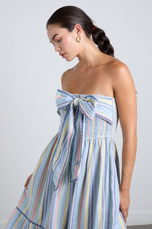 pia midi dress - pastel stripe None | Dresses Damson Madder Women - Image 2