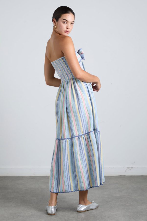 pia midi dress - pastel stripe None | Dresses Damson Madder Women - Image 4