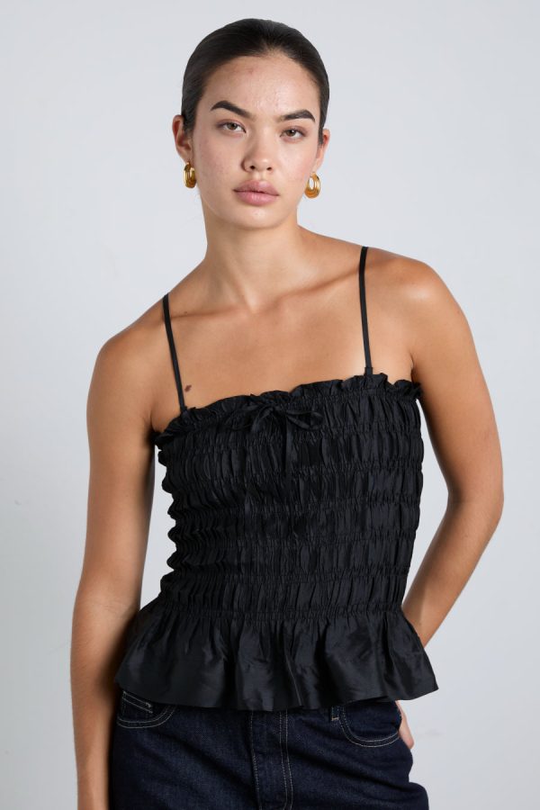 elsa shirred cami - black taffeta None | Tops Damson Madder Women - Image 4