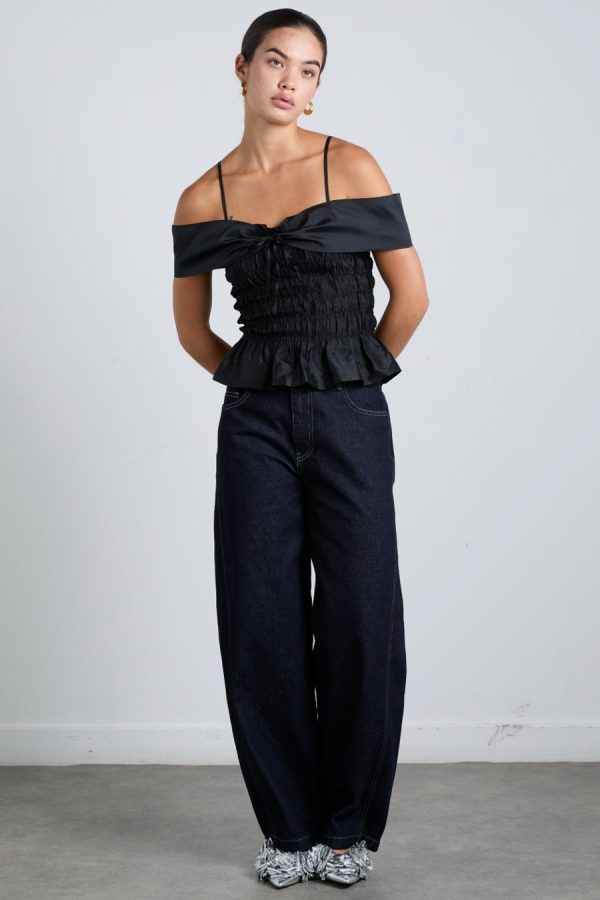 elsa shirred cami - black taffeta None | Tops Damson Madder Women - Image 5