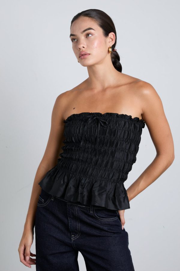 elsa shirred cami - black taffeta None | Tops Damson Madder Women - Image 3