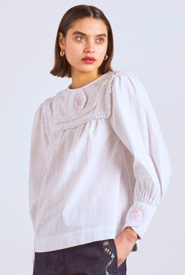 Tops | beatrice victoriana blouse- white None | Damson Madder Women