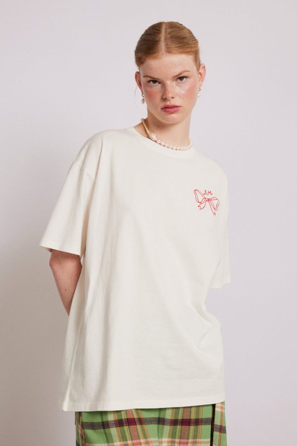 Tops | bow logo short sleeve tee None - Damson Madder Women - Image 2