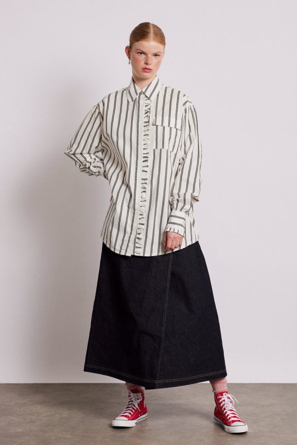Tops Damson Madder Women | kylie ruffle shirt - white stripe None - Image 5