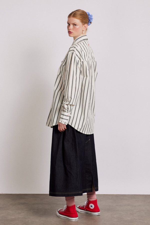 Tops Damson Madder Women | kylie ruffle shirt - white stripe None - Image 3