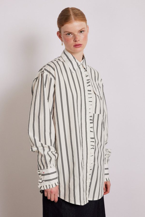 Tops Damson Madder Women | kylie ruffle shirt - white stripe None - Image 2
