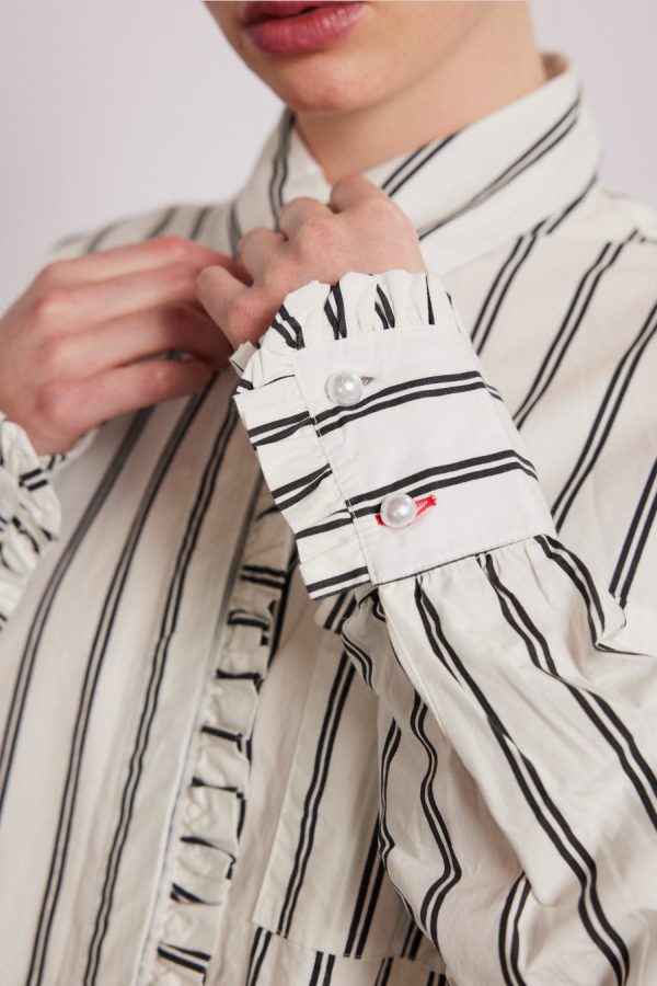 Tops Damson Madder Women | kylie ruffle shirt - white stripe None - Image 4