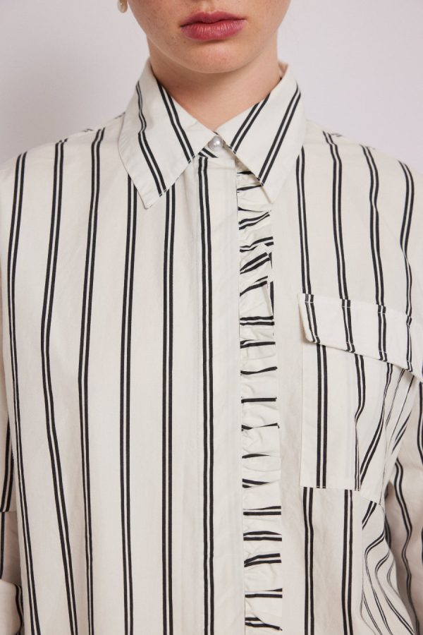 Tops Damson Madder Women | kylie ruffle shirt - white stripe None - Image 6