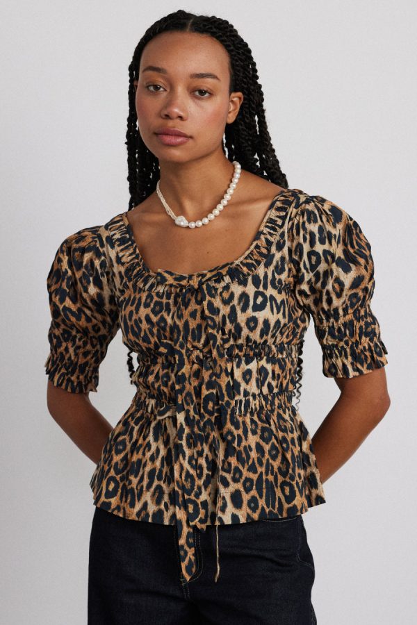 Damson Madder bianca ruffle blouse - leopard None | Women Tops