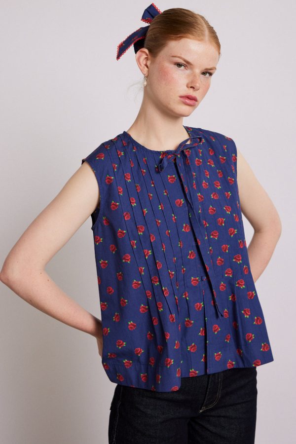 Tops Damson Madder Women | nora pin tuck blouse - rose print None