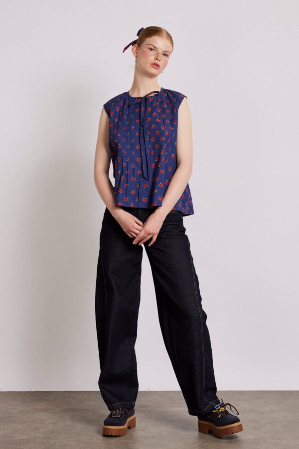Tops Damson Madder Women | nora pin tuck blouse - rose print None - Image 2