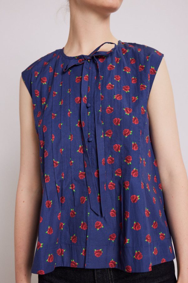 Tops Damson Madder Women | nora pin tuck blouse - rose print None - Image 3