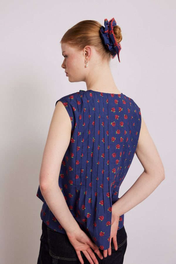 Tops Damson Madder Women | nora pin tuck blouse - rose print None - Image 5