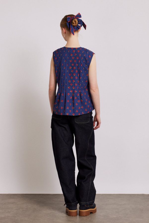 Tops Damson Madder Women | nora pin tuck blouse - rose print None - Image 4