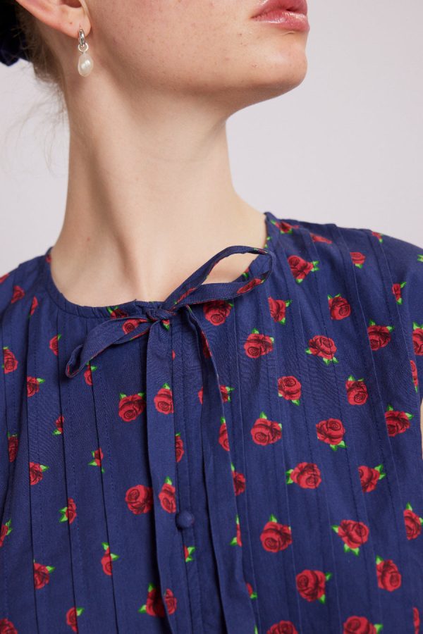Tops Damson Madder Women | nora pin tuck blouse - rose print None - Image 6