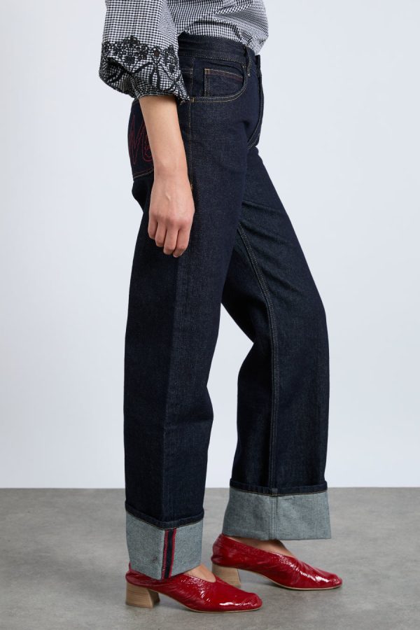 Bottoms | Women Damson Madder Italian selvedge sylvie jeans with turn up None - Image 7