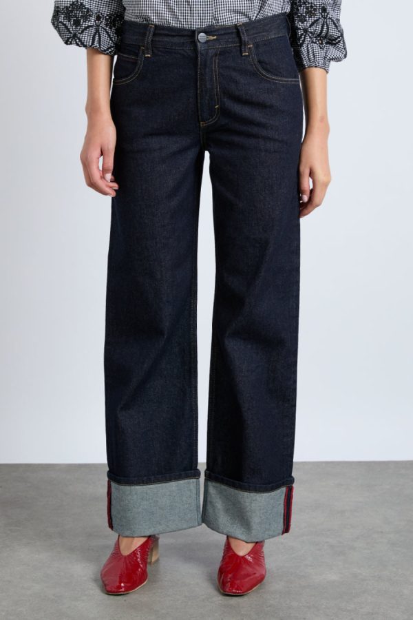 Bottoms | Women Damson Madder Italian selvedge sylvie jeans with turn up None - Image 2