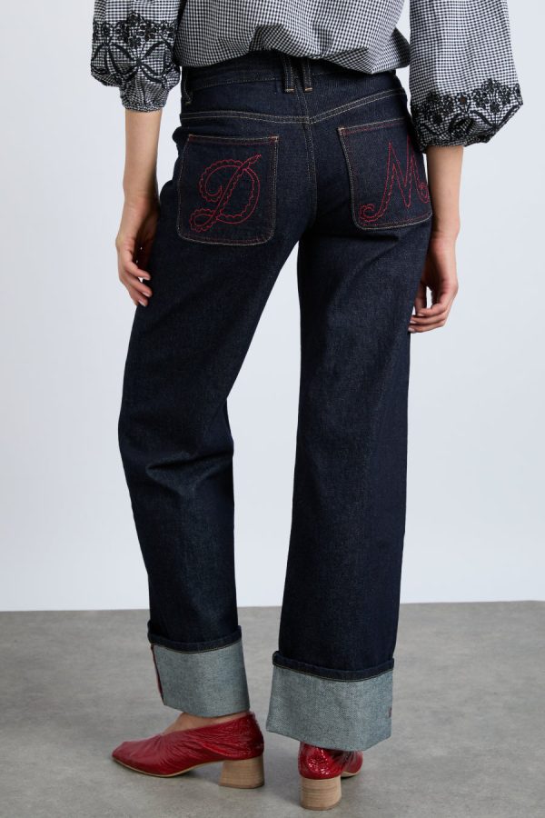 Bottoms | Women Damson Madder Italian selvedge sylvie jeans with turn up None - Image 3