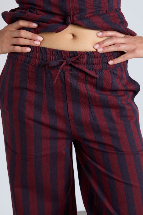 Bottoms | rafe trousers- navy and burgundy stripe None - Damson Madder Women - Image 2