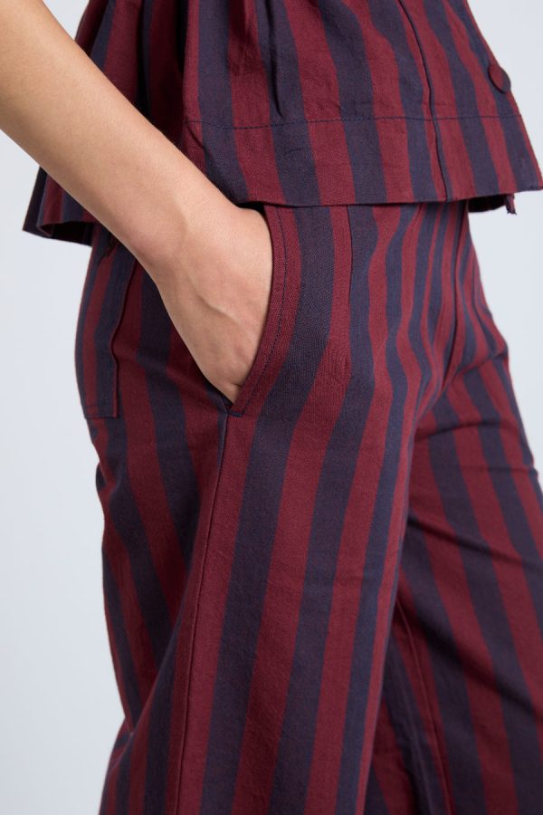 Bottoms | rafe trousers- navy and burgundy stripe None - Damson Madder Women - Image 4