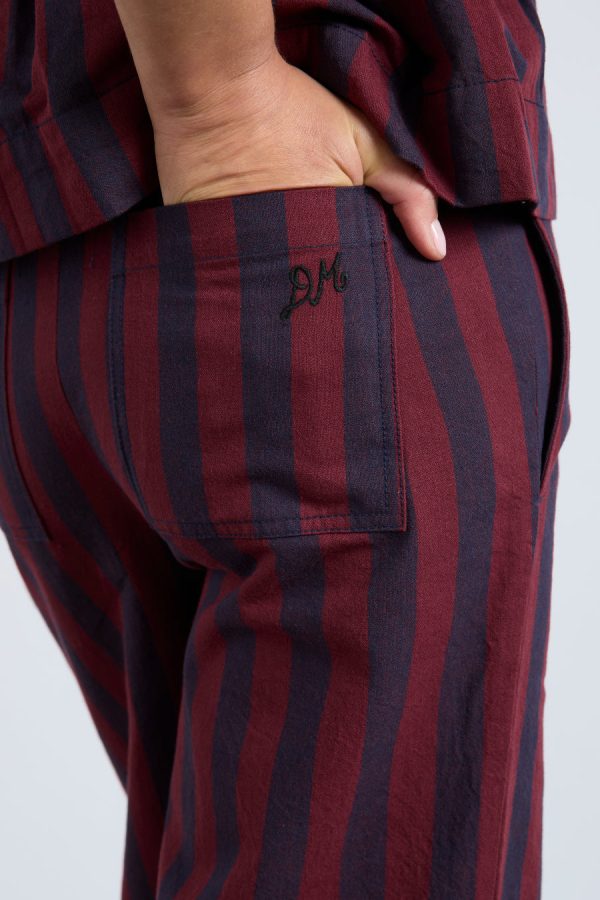 Bottoms | rafe trousers- navy and burgundy stripe None - Damson Madder Women - Image 3