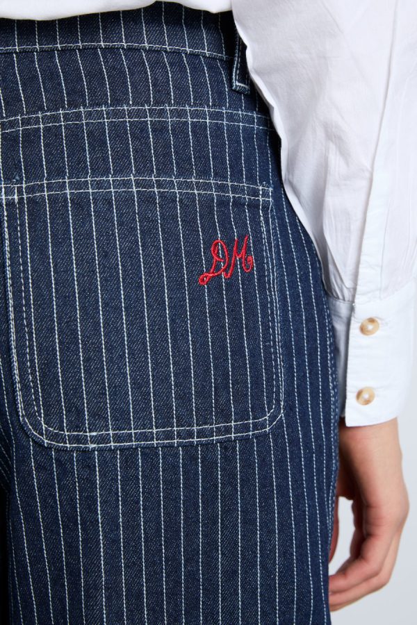 Bottoms | Women Damson Madder cargo jeans - navy pinstripe None - Image 8