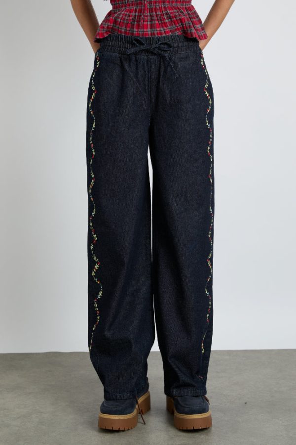 Women rafe jeans - embroidered floral None | Denim Damson Madder