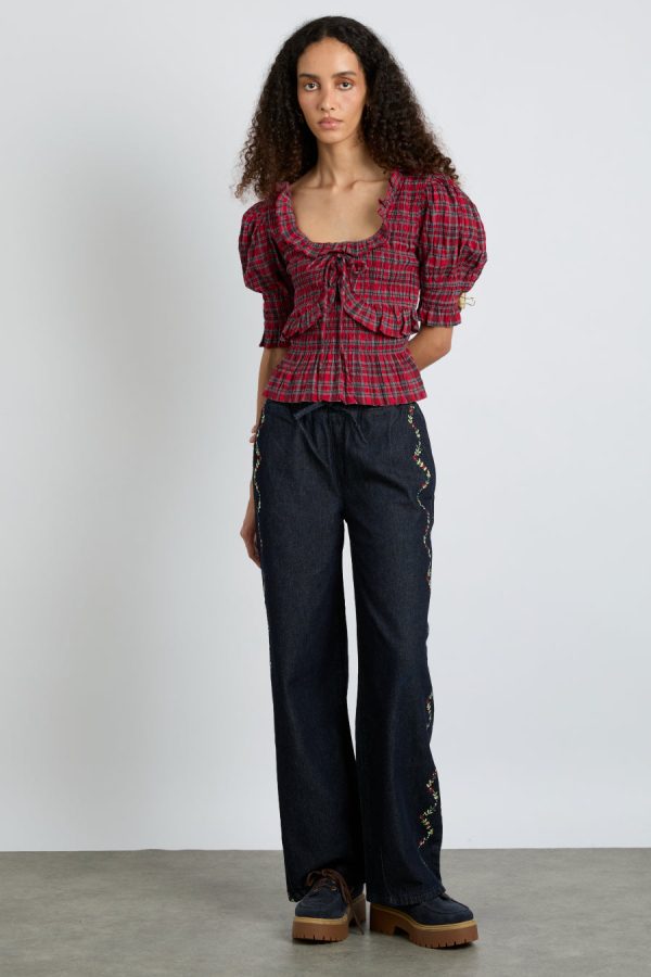Women rafe jeans - embroidered floral None | Denim Damson Madder - Image 4
