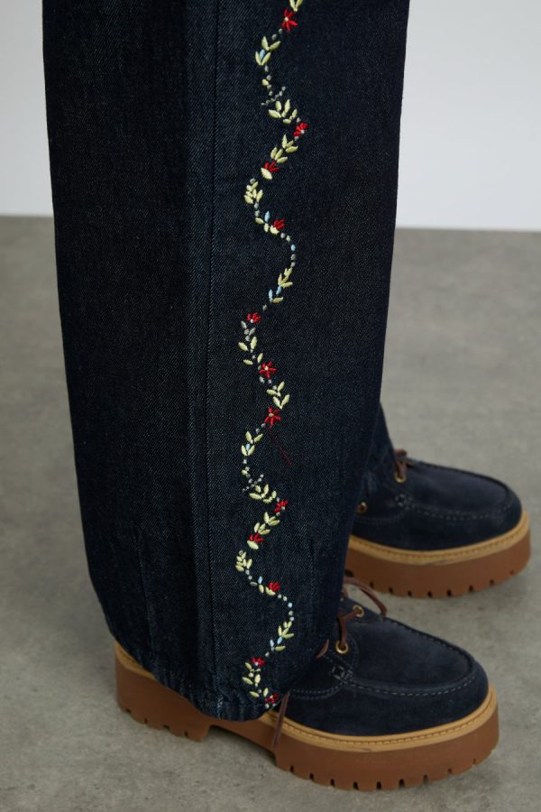 Women rafe jeans - embroidered floral None | Denim Damson Madder - Image 2