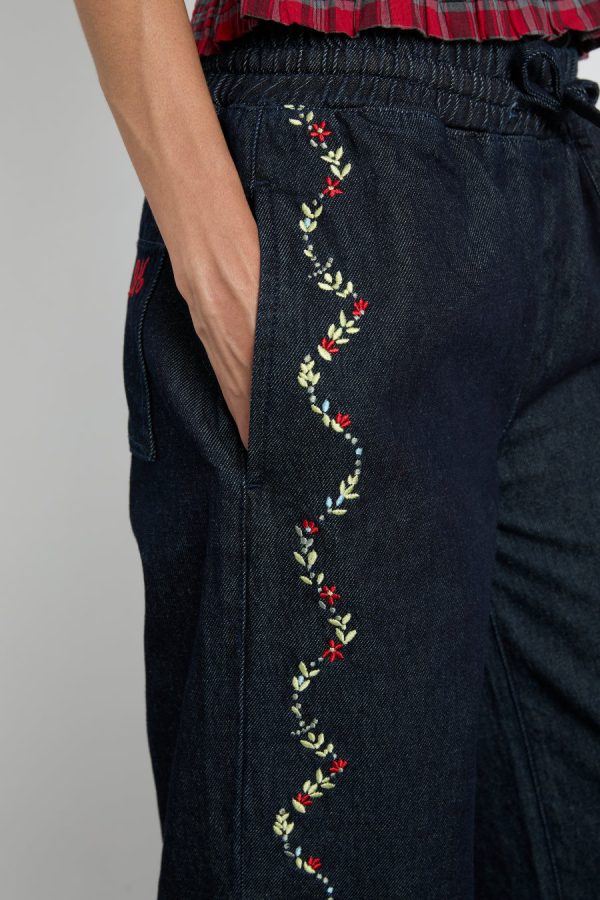 Women rafe jeans - embroidered floral None | Denim Damson Madder - Image 3