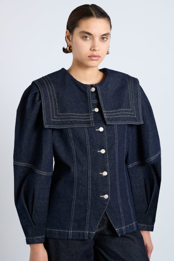 Women Denim | Damson Madder sailor denim jacket - dark indigo None
