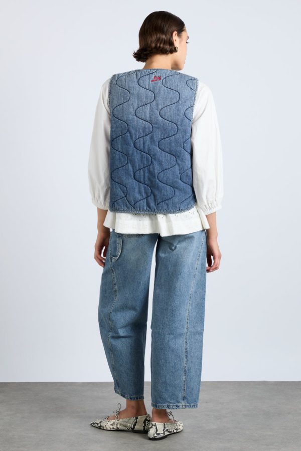 Denim | denim tilly gilet- vintage wash None | Damson Madder Women - Image 6