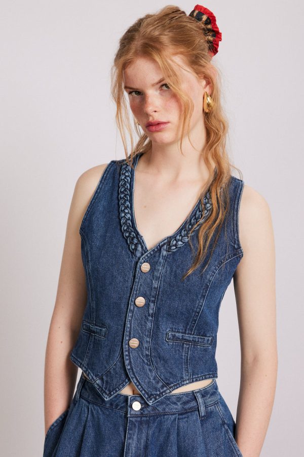 Denim Damson Madder Women | isla denim waistcoat - vintage wash None