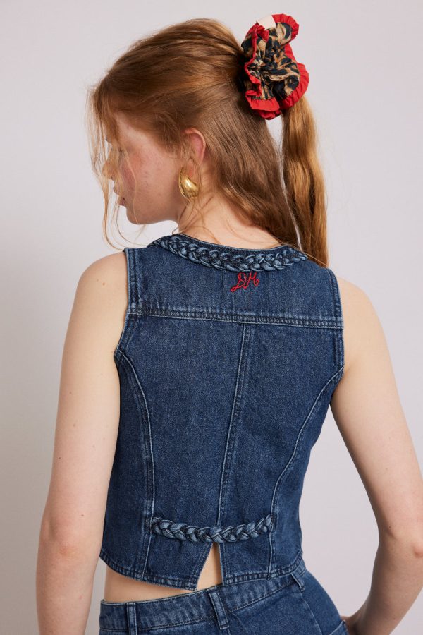 Denim Damson Madder Women | isla denim waistcoat - vintage wash None - Image 2