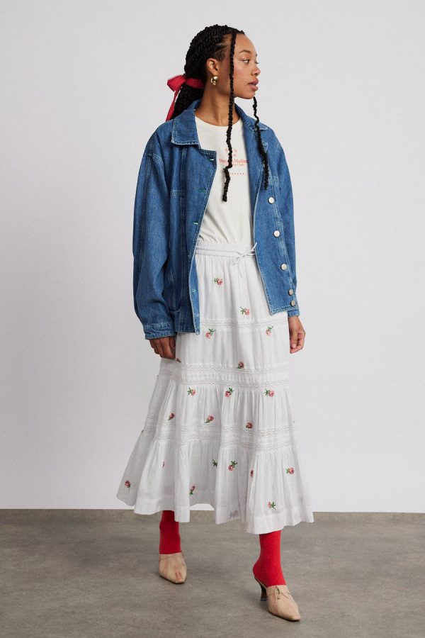 Women Damson Madder eden lace midi skirt - rose embroidery None | Skirts - Image 6