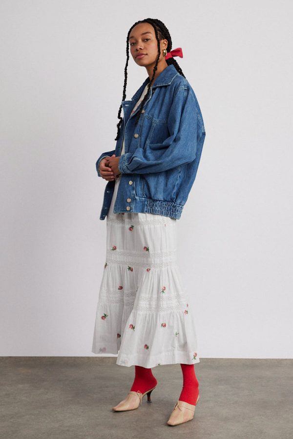 Women Damson Madder eden lace midi skirt - rose embroidery None | Skirts - Image 5