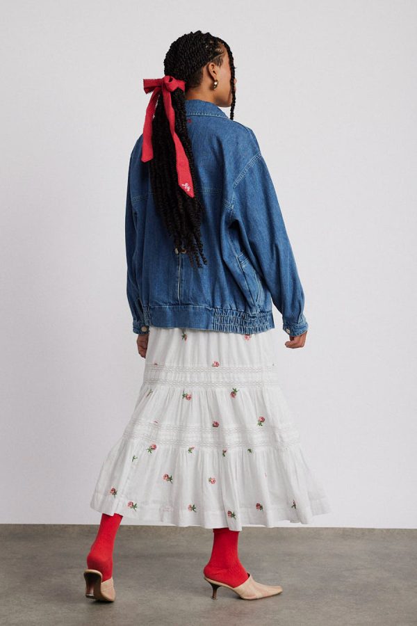 Women Damson Madder eden lace midi skirt - rose embroidery None | Skirts - Image 4