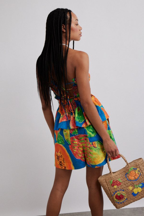 pull on shorts - papaya print None | Shorts Damson Madder Women - Image 2