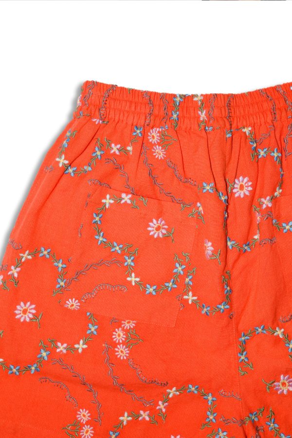 Shorts Women | table cloth shorts - red flower embroidery None Damson Madder - Image 5