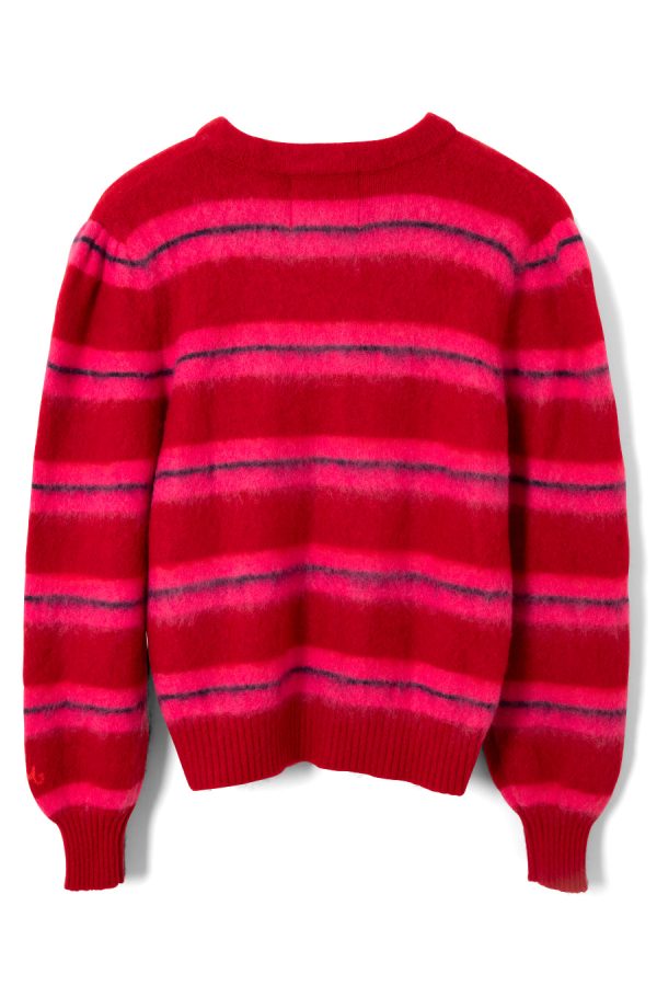 Women Damson Madder cece stripe cardigan - red & pink stripe None | Knitwear - Image 2