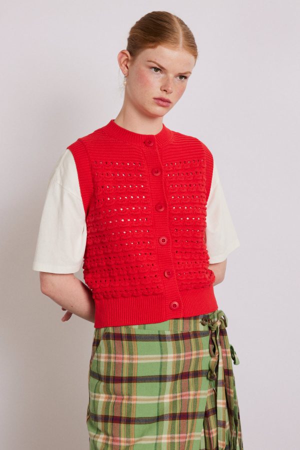 Women Damson Madder aggie knitted tank - red None | Knitwear