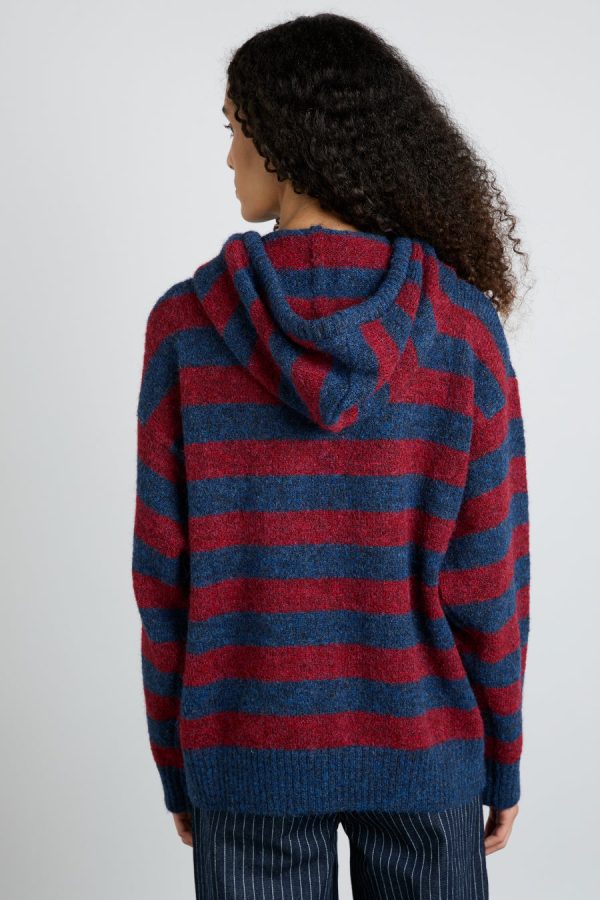 Women riley knit hoodie - red navy stripe None | Pullover & Fleeces Damson Madder - Image 5