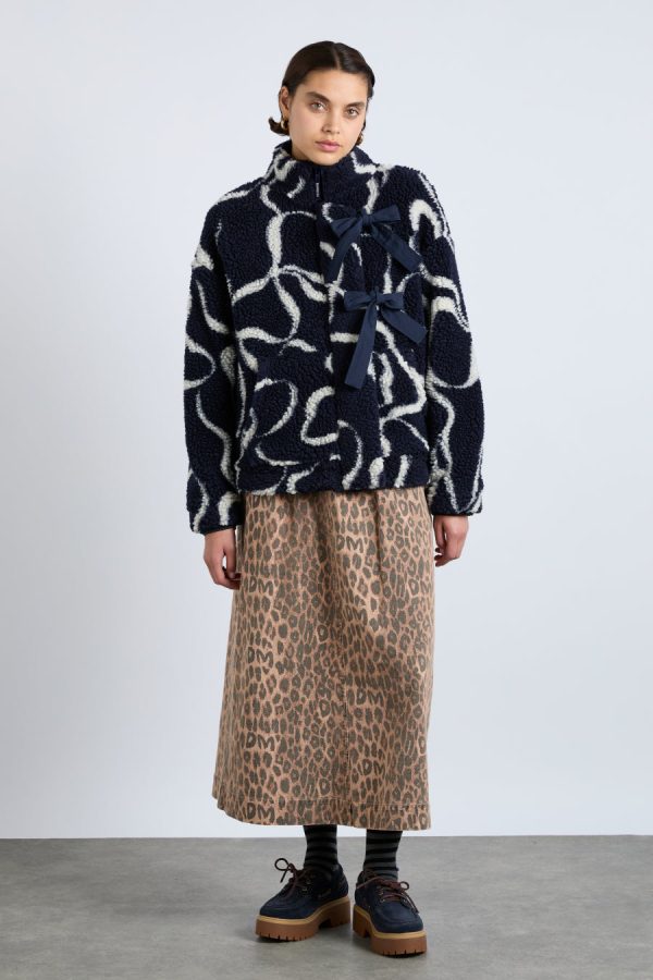 Damson Madder ingrid borg jacket- navy bows None | Women Pullover & Fleeces - Image 2