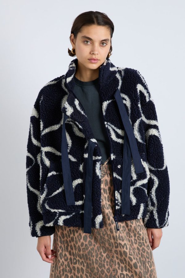 Damson Madder ingrid borg jacket- navy bows None | Women Pullover & Fleeces - Image 5